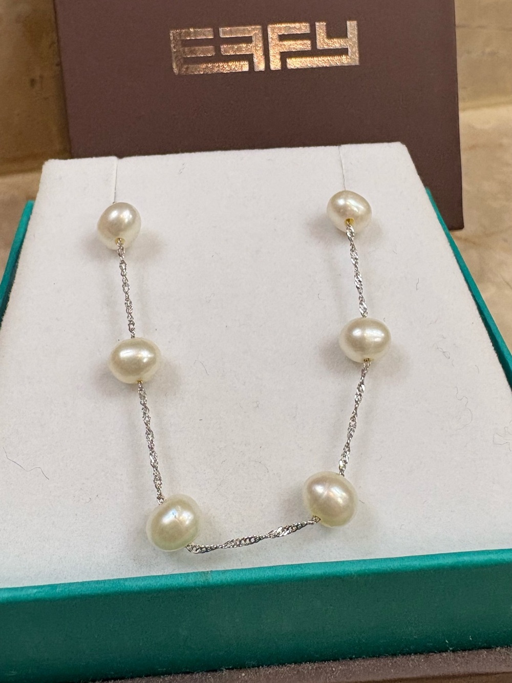 Effy 14K White Gold, Freshwater Pearl Station Necklace.